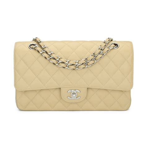 chanel classic flap beige with silver hardware|authentic chanel classic flap bag.